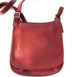 Coach Crossbody handbag, Red, leather, slim profile, purse